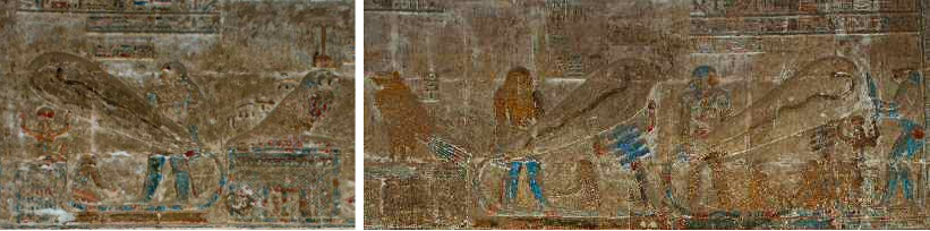 Dendera Light Bulb Reliefs Hathor Temple Color